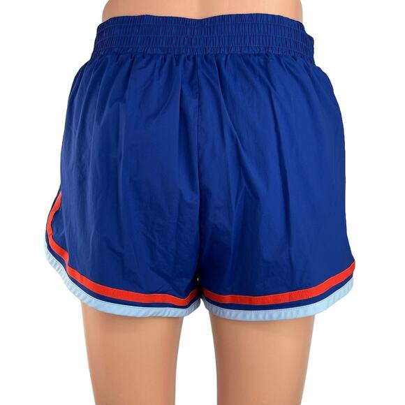 Tory Burch Sport Blue High Rise Drawstring Striped Trim Athletic Short Size S - Picture 3 of 4